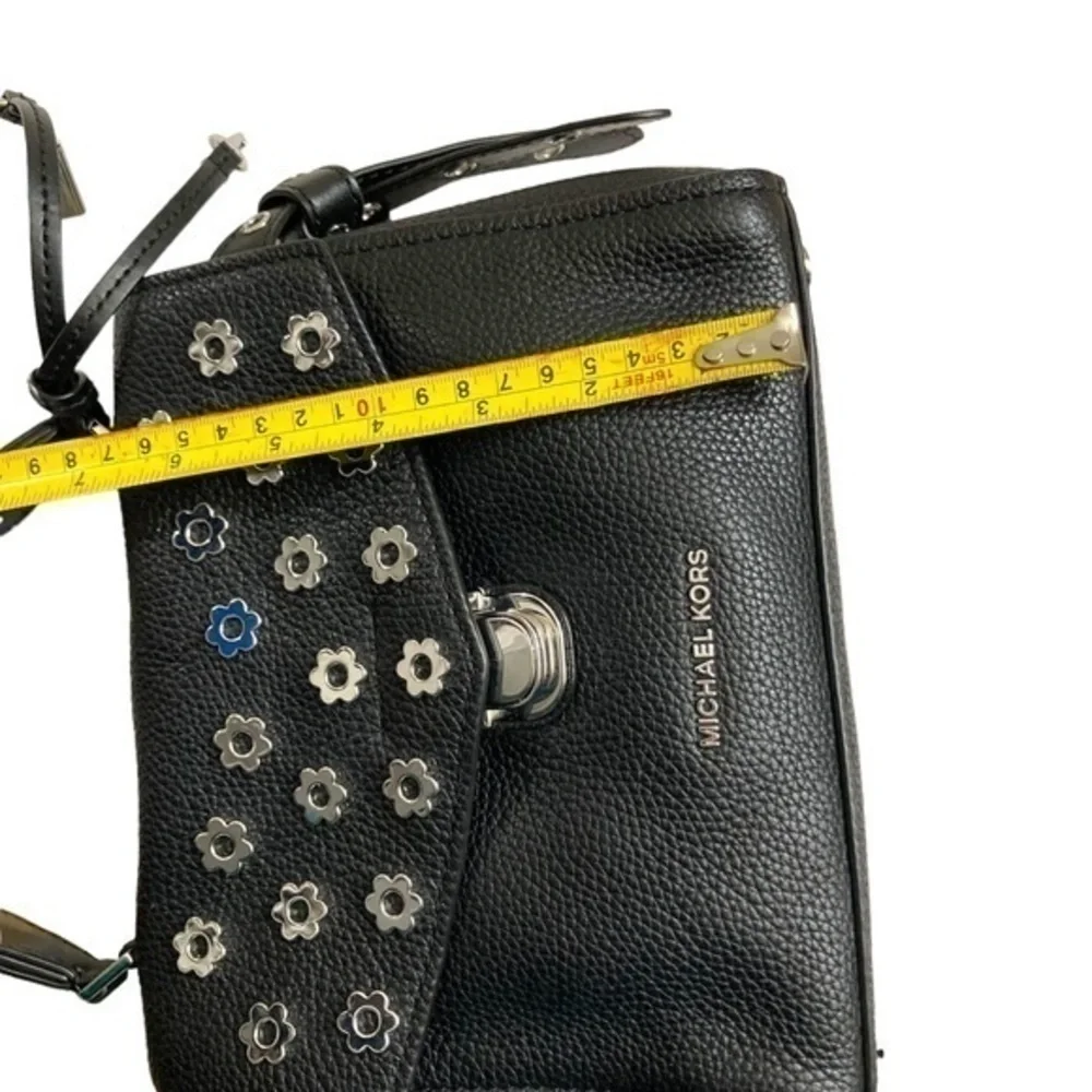 Michael kors black leather Bristol floral flowers embellished mini satchel bay